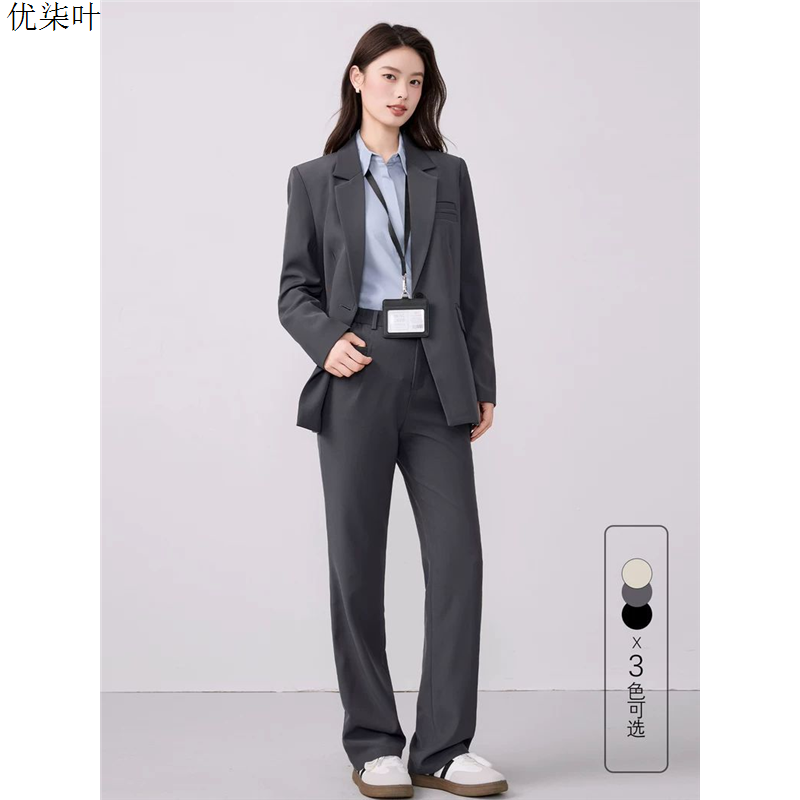 灰色职业西装套装女2025新款大学生正装面试高级感轻职场西服外套