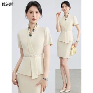 夏天职业套装女薄款正式场合西装套裙美容师工作服高端美容院正装