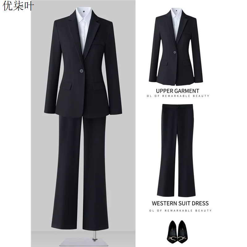 黑色西装外套女士气质教资面试穿搭服装秋职业套装大学生答辩正装