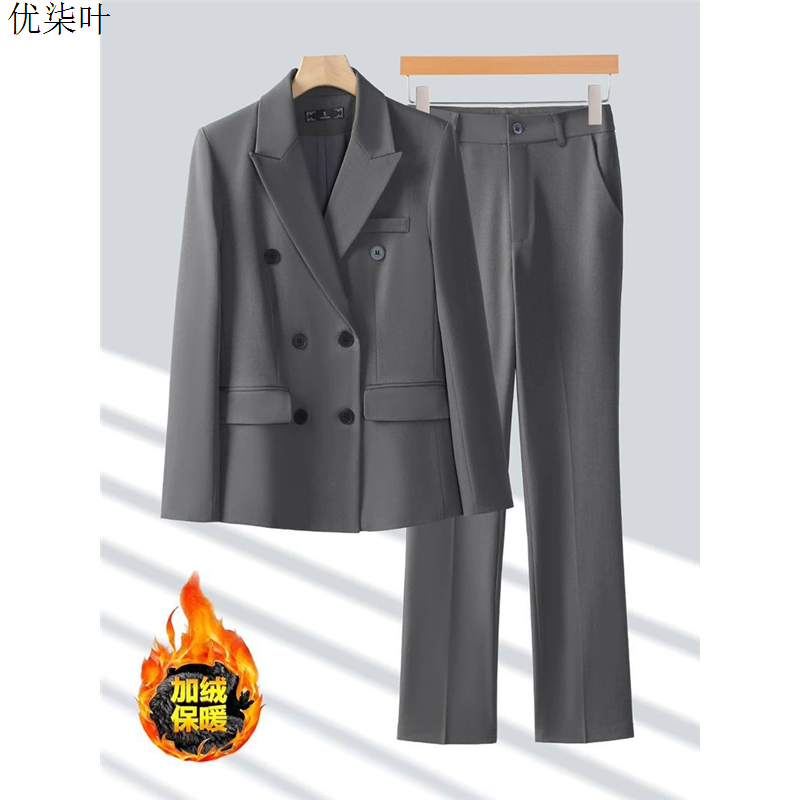 加绒西装外套女2025新款秋冬季职业装高级感气质商务正装西服套装