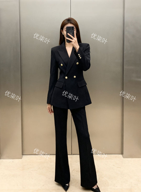 优柒叶职业西装套装女春秋新款高级感大学生面试正装女士西服外套