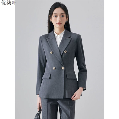 灰色职业西装套装女2025新款秋冬季高级感气质小个子正装西服外套