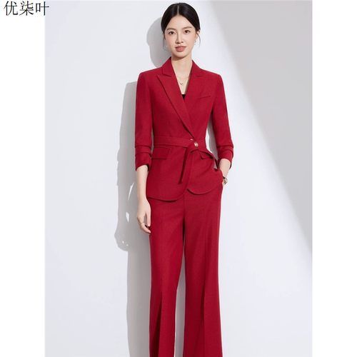 红色西装套装女2025新款气质女神范公司年会宴会穿搭正装西服外套