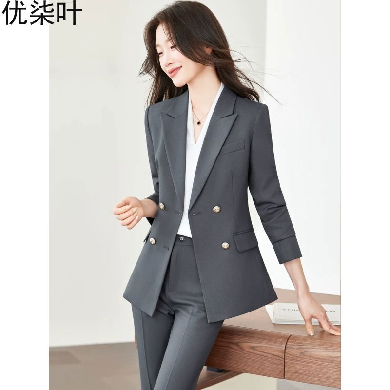 灰色西装套装女秋冬季新款气质女神范酒店经理工作服工装职业正装