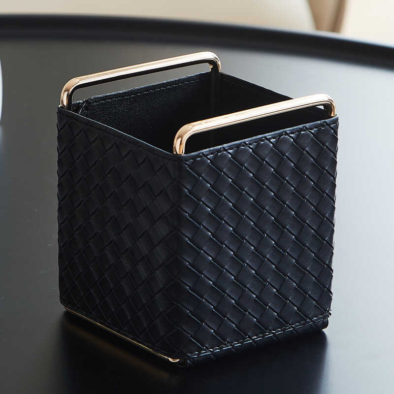 高档奶油装饰摆件桌面皮革收纳盒