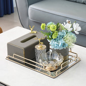 纸巾抽纸盒家用客厅茶几桌面收纳盒轻奢高档现代创意纸抽盒装 饰品