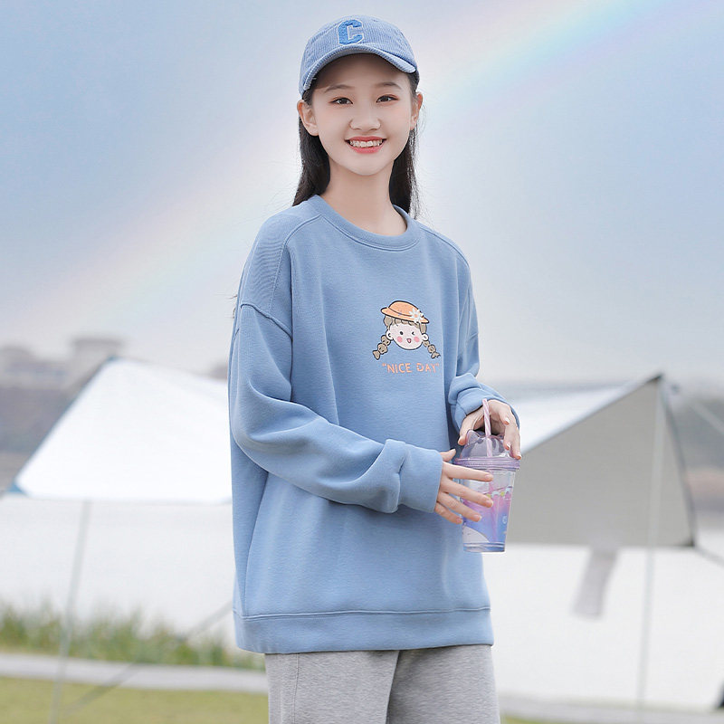 中学生春装女外套宽松卫衣少女13岁大童2025春季新款初中学生大码