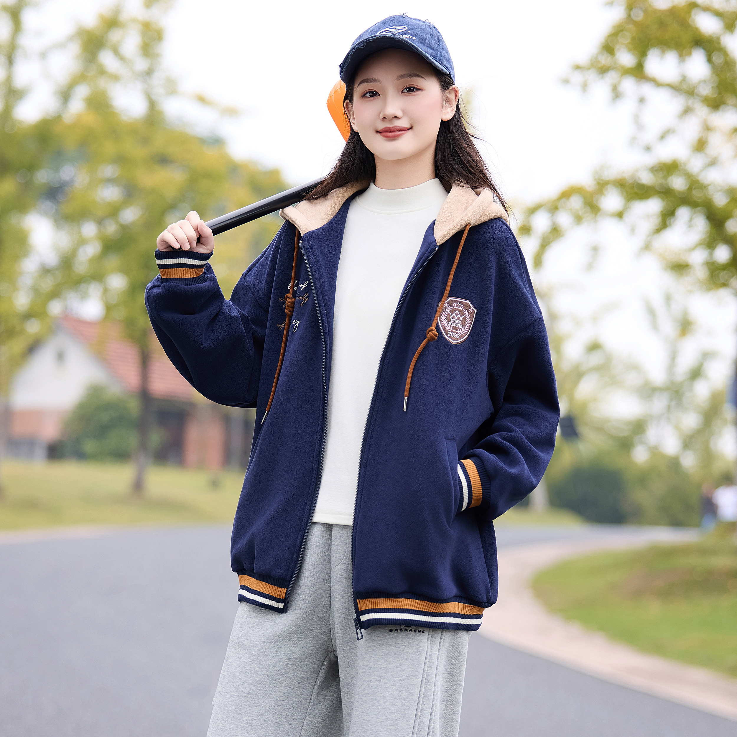 卫衣绒衫女棒球服初高中学生外套