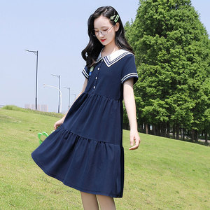 中学生连衣裙海军风初中生少女裙子2026年夏季新款夏装海军领高中