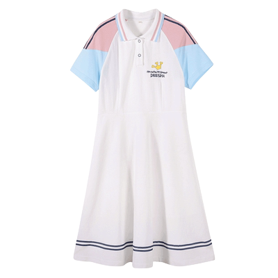 休闲风连衣裙撞色拼接polo领