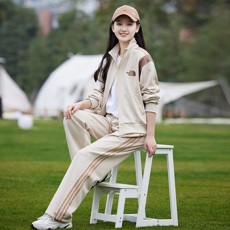 生休闲套装高中女运动装2025春季新款大童少女开衫两件套