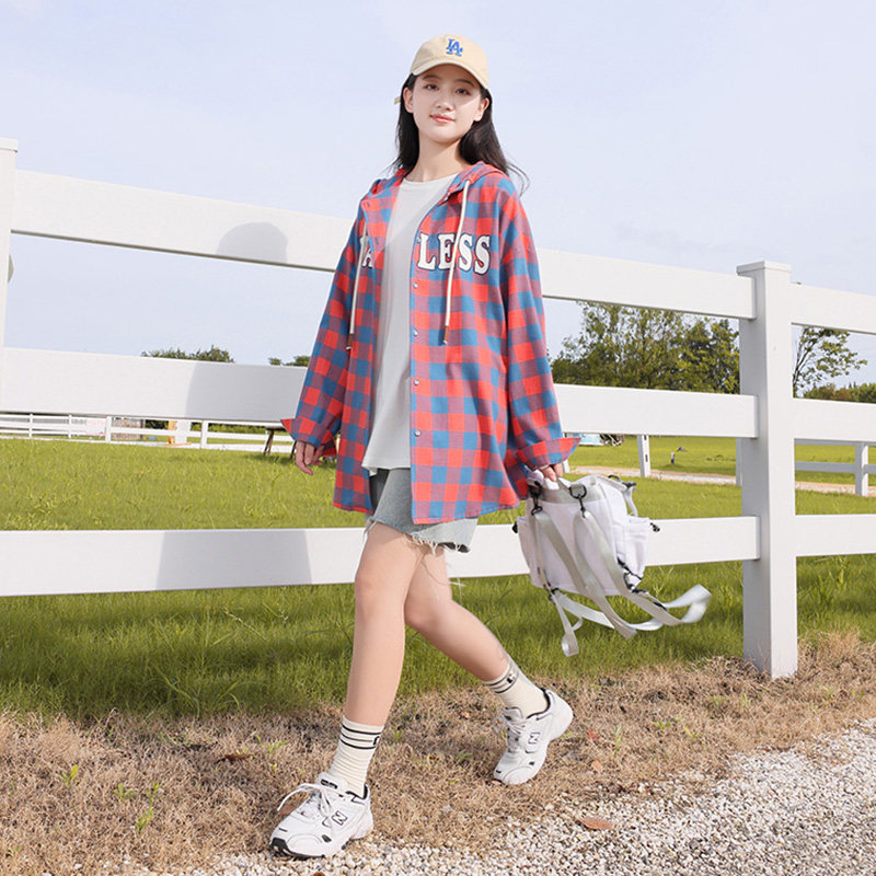 初中学生格子衬衫女秋装15岁外套长袖高中生秋季新款复古上衣宽松,女装/女士精品,衬衫,淘宝优惠券,粉丝福利购,淘宝优惠卷