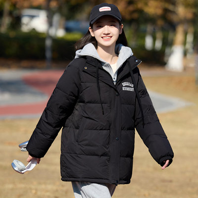 学生羽绒服女生长款90绒外套加厚