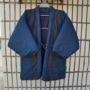 包邮简约日式和风半缠系带加厚夹棉男女情侣款家居上衣宽松休闲冬