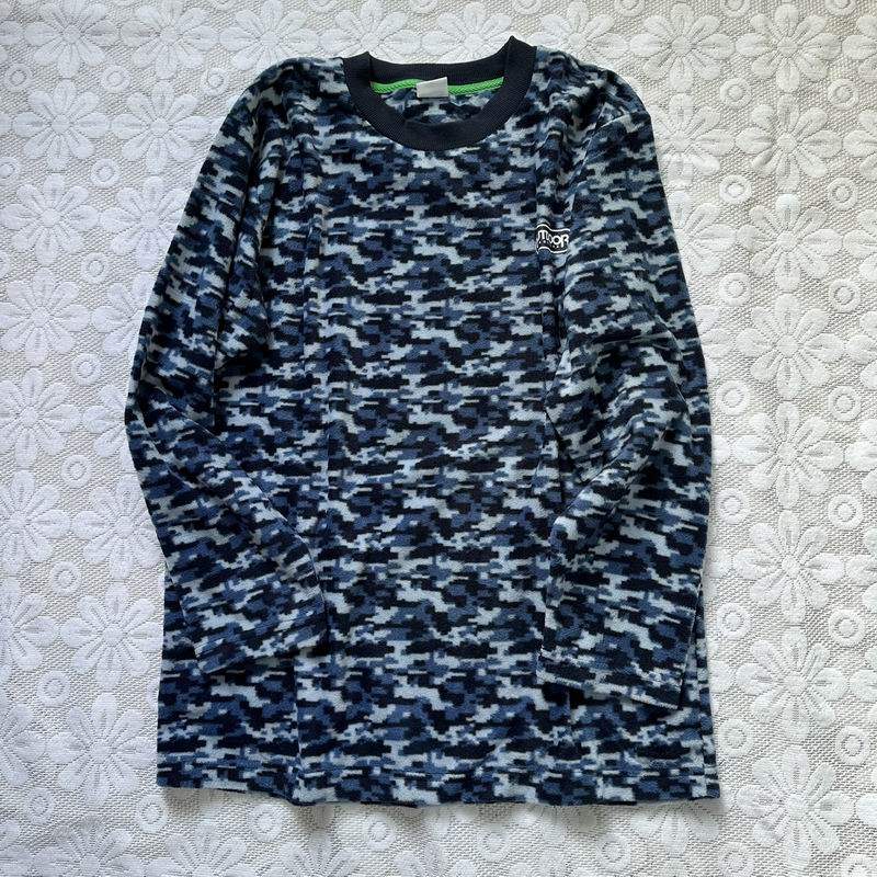 简约日单圆领套头迷彩印花柔软摇粒绒长袖家居服睡衣上装男秋休闲,女士内衣/男士内衣/家居服,睡衣上装,淘宝优惠券,粉丝福利购,淘宝优惠卷