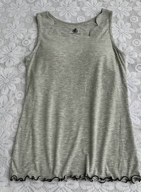 包邮甜美日单木耳边下摆免文胸带杯修身有弹力打底背心女内衣3607