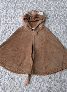 包邮卡通萌连帽柔软珊瑚绒儿童男女家居无袖斗篷宽松休闲春秋6431