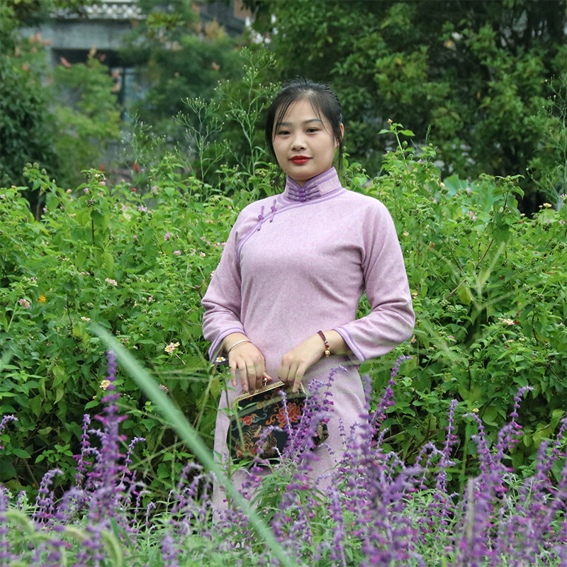 素颜淑缘复古日常长旗袍