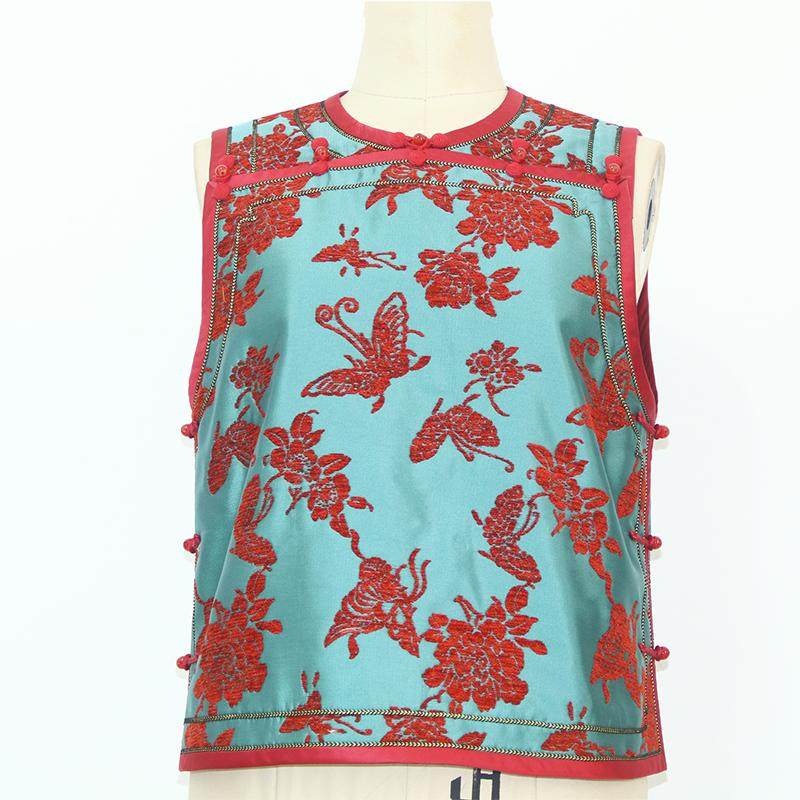 素颜淑缘蝶恋花仿漳绒缎马甲