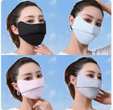 护眼角冰丝防晒口罩防紫外线女夏季薄款透气显脸小高颜值遮阳面罩