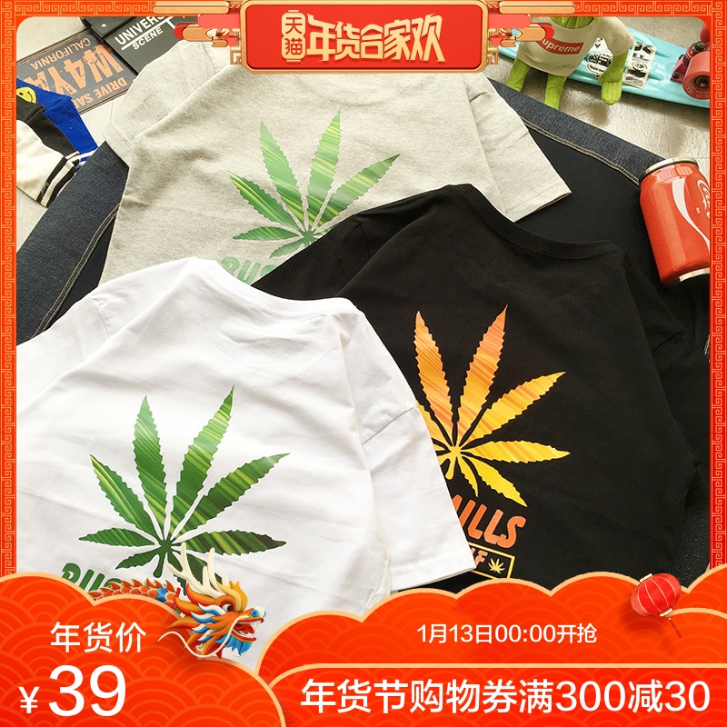 新款夏季韩版原宿港风短袖t恤男学生情侣装宽松嘻哈bf半袖潮牌