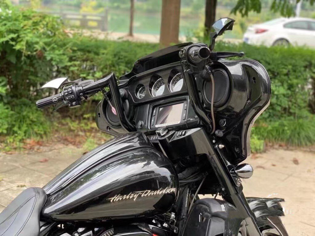 哈雷街道滑翔 大道滑翔羊角把改装1.5英寸加粗羊角车把 高把