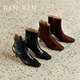 RIM 复古侧拉链短靴女高跟瘦瘦靴 法式 RIM2025秋冬新款 塑型马皮鞋
