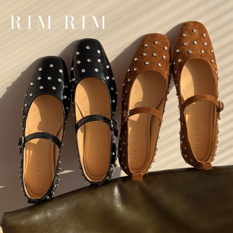 RIM RIM羊反绒巨好看玛丽珍气质通勤软底新中式单鞋水钻miu系女士