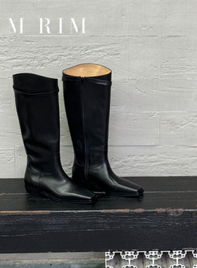 RIM RIM2025秋冬新款塑型马皮鞋骑士靴高筒平底复古显瘦过膝长靴