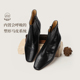 RIM 靴聆里马皮鞋 RIM秋冬新款 瘦瘦靴子方头黑色短靴女内增高时装