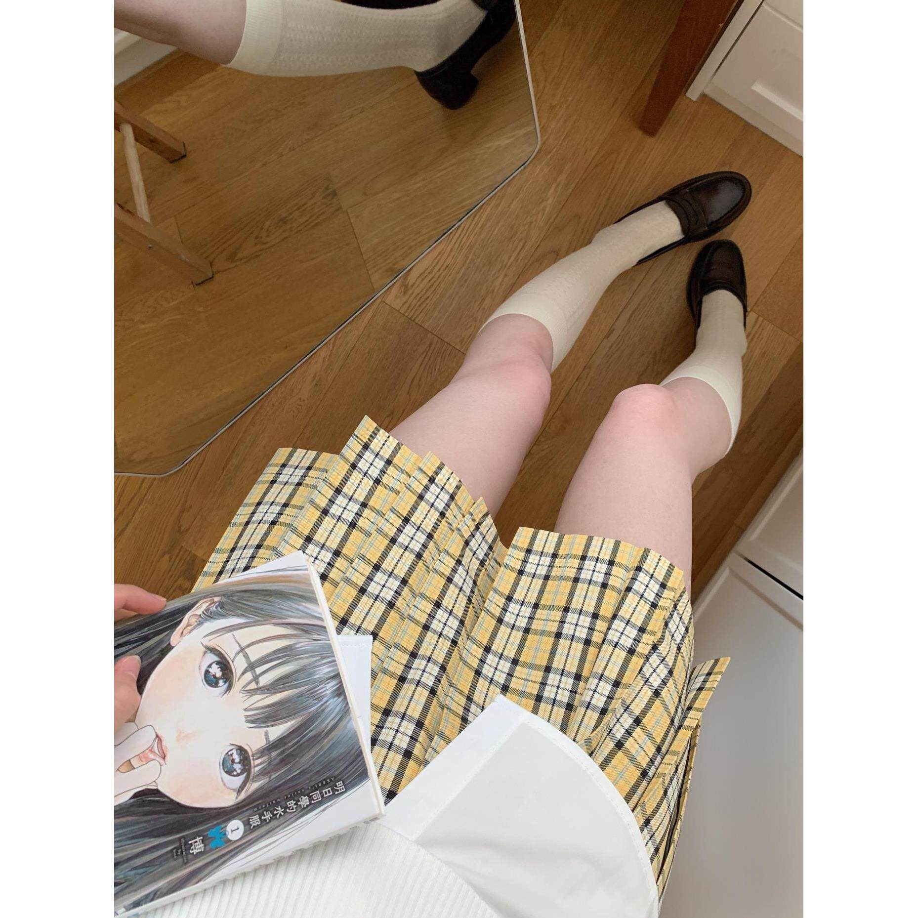 小杏中/原创正版春夏校供感jk格裙学生a字半身裙学院风百褶裙短裙