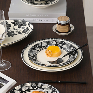 法式复古陶瓷碗盘餐具家用高颜值饭碗汤碗餐盘鱼盘组合西餐盘