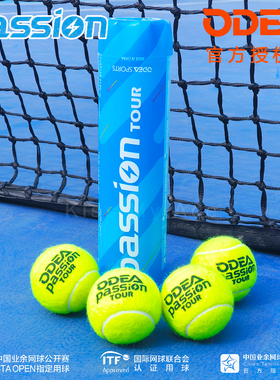 新款ODEA欧帝尔网球PassionTour蓝罐4粒装有压高弹耐打训练比赛球