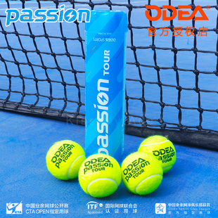 新款ODEA欧帝尔网球PassionTour蓝罐4粒装有压高弹耐打训练比赛球