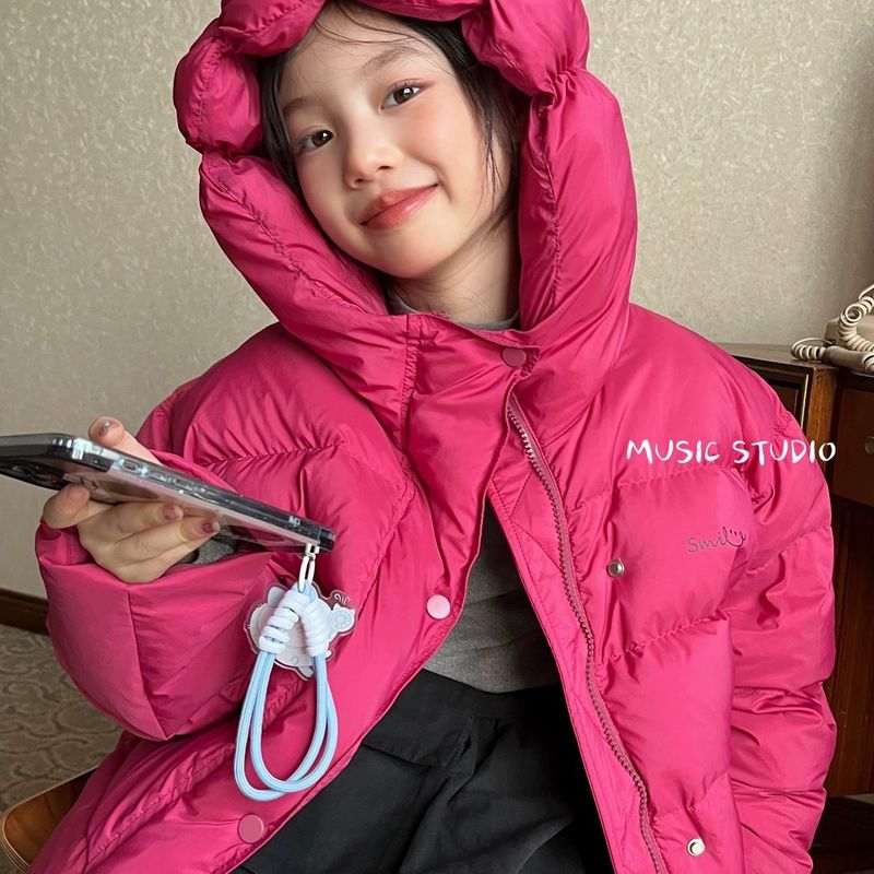 2025冬款新品时髦短款儿童泡芙羽绒服女童糖果色保暖外套面包服
