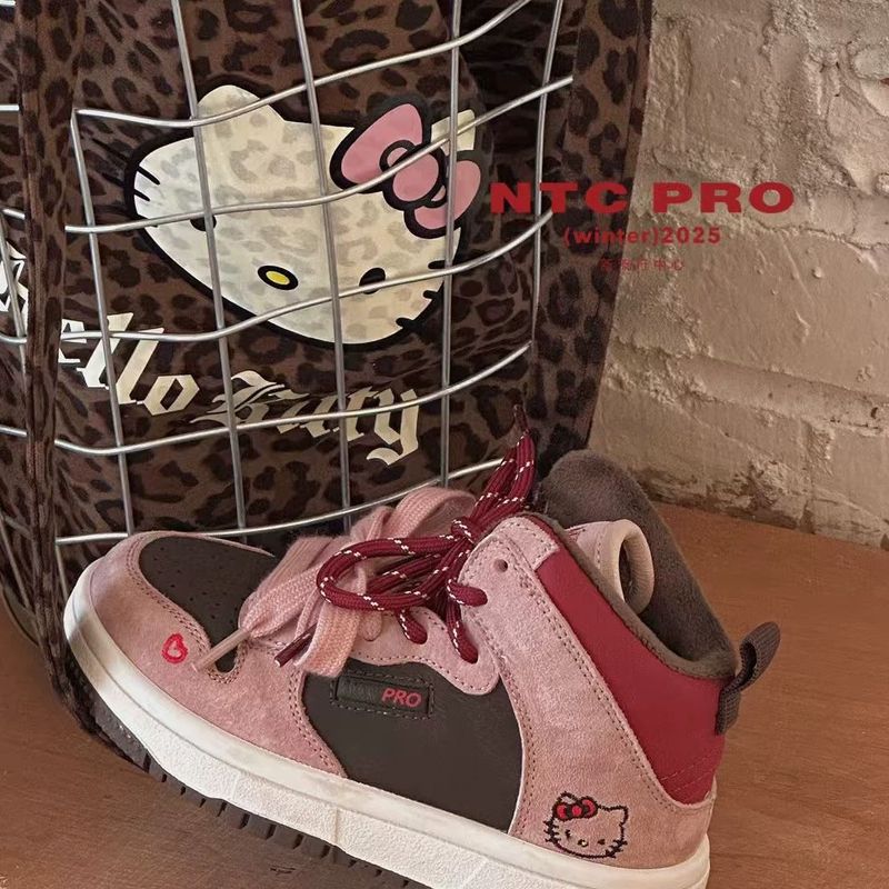 2025冬款新品NTC儿童潮鞋加绒保暖中高帮女孩女童运动板鞋棉鞋