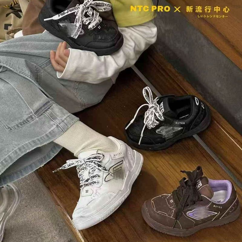 2025秋款新品NTC儿童潮鞋皮面涂鸦款学生低帮男女童休闲运动板鞋