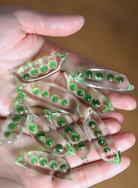 七隐 日式手工玻璃豆荚p 豌豆筷架 扁豆玻璃 笔架 纸镇 桌面小摆