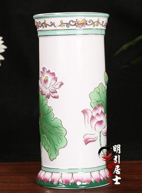 明引 无字浮雕莲k花敞口花瓶 香炉 香桶 供瓶  供水杯8寸花瓶单价