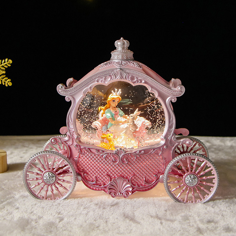 公主梦幻女童八音l女生生日礼物音乐盒水晶球女孩系高级感飘雪