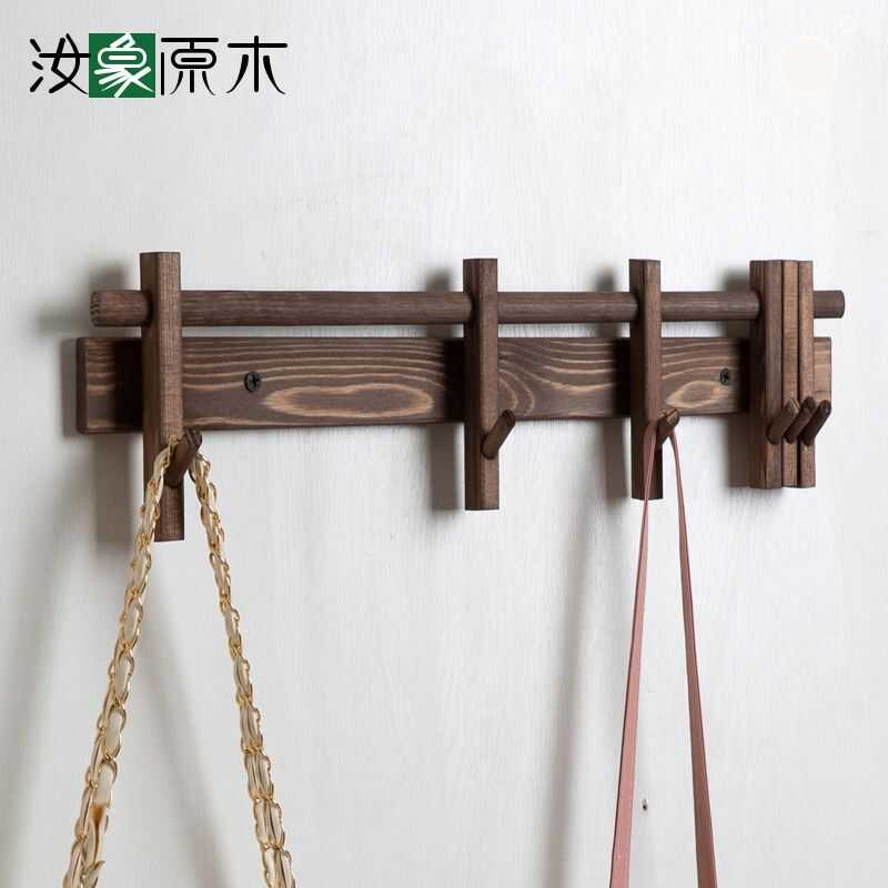实木挂钩进门入户墙壁衣帽钩玄A关卧室墙上挂衣架门后收纳木质挂