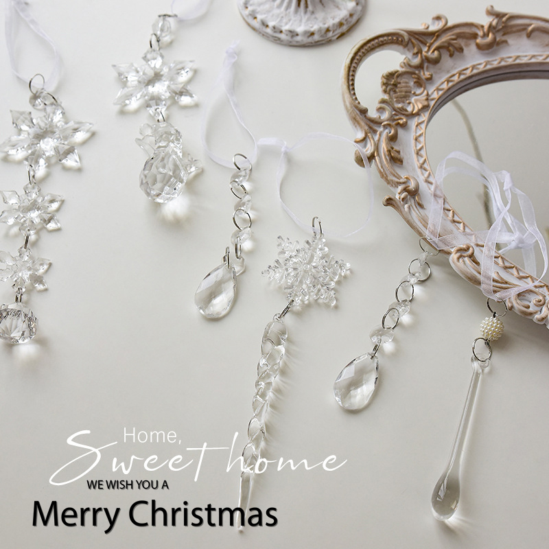 2023年新款h耶诞节装饰用品耶诞冰条透明雪花冰棱压克力假冰锥挂