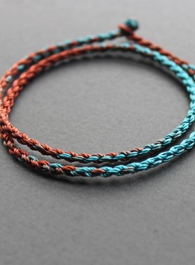 双环结男女情侣手工编制s手链段染彩绳简约时尚手绳学生闺蜜礼物