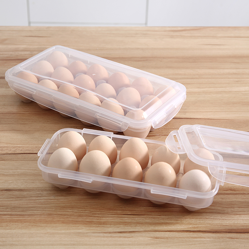 鸡蛋收纳盒冰箱用防摔便携u侧门密封分装盒塑料装蛋保鲜透明收纳