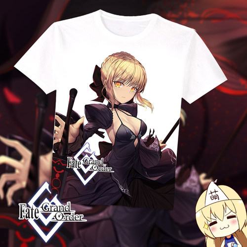尚萌fate grand order玛修盾娘saber黑贞德动漫周边夏季长短袖T恤