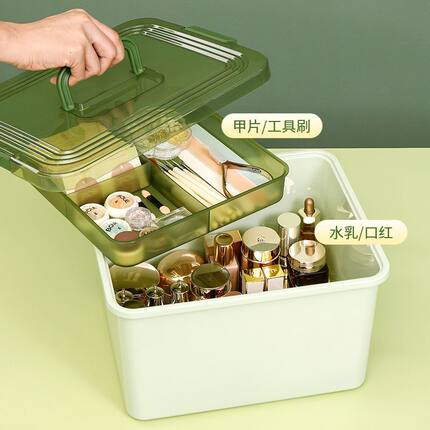美甲工具箱指甲油胶收纳箱双层大号美妆眼影工具盒美甲收纳盒加大