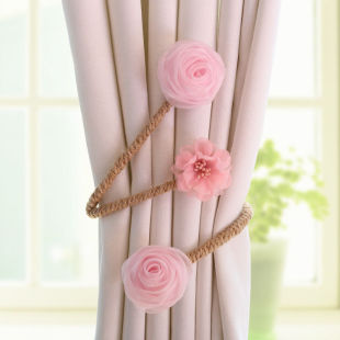 新款花朵窗帘绑带绑饰纱帘结婚扎束带捆绑绳收拢器窗帘扣现代简约