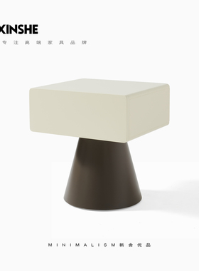 意式极简床头柜米色奶油风设计师现代简约主卧白色高颜值烤漆新舍