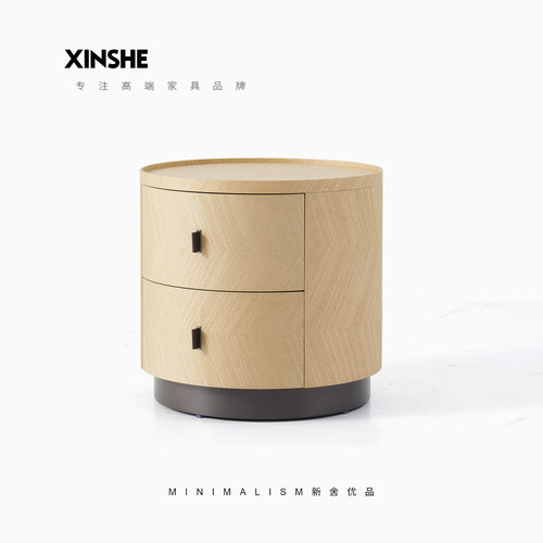 意式极简床头柜圆形简约设计师款
