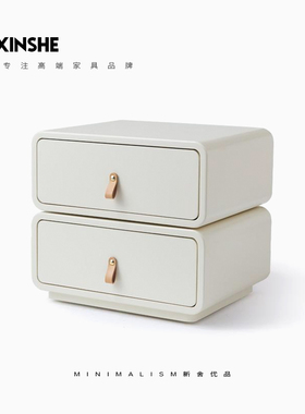 意式极简奶油风床头柜白色可旋转主卧烤漆高颜值现代简约米色新舍